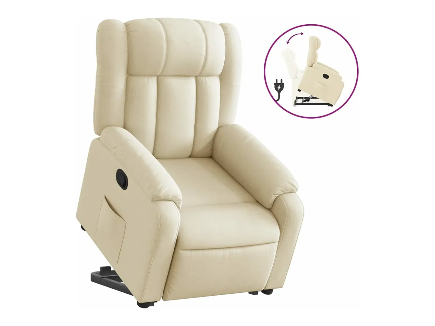 Poltrona reclinável elevatória tecido cor creme