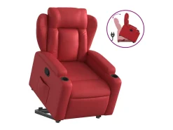 Poltrona reclinável elevatória couro artificial vermelho PT940470