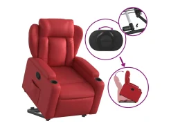 Poltrona reclinável elevatória couro artificial vermelho PT940470