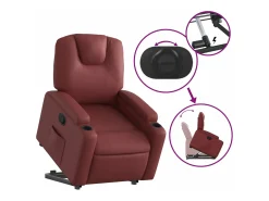 Poltrona reclinável elevatória couro artificial vermelho tinto PT860571