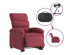 Poltrona reclinável elevatória elétrica tecido vermelho-tinto PT184485