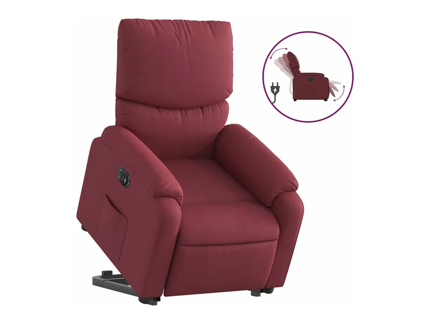 Poltrona reclinável elevatória elétrica tecido vermelho-tinto PT233329