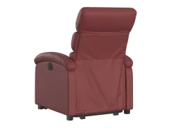 Poltrona reclinável elevatória couro artificial vermelho tinto