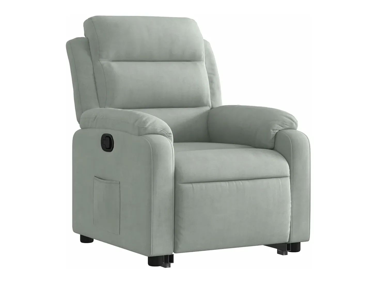 Poltrona reclinável elevatória veludo cinza-claro PT550959