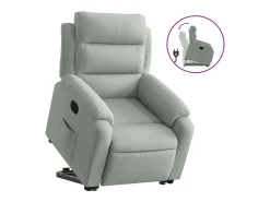 Poltrona reclinável elevatória veludo cinza-claro PT550959