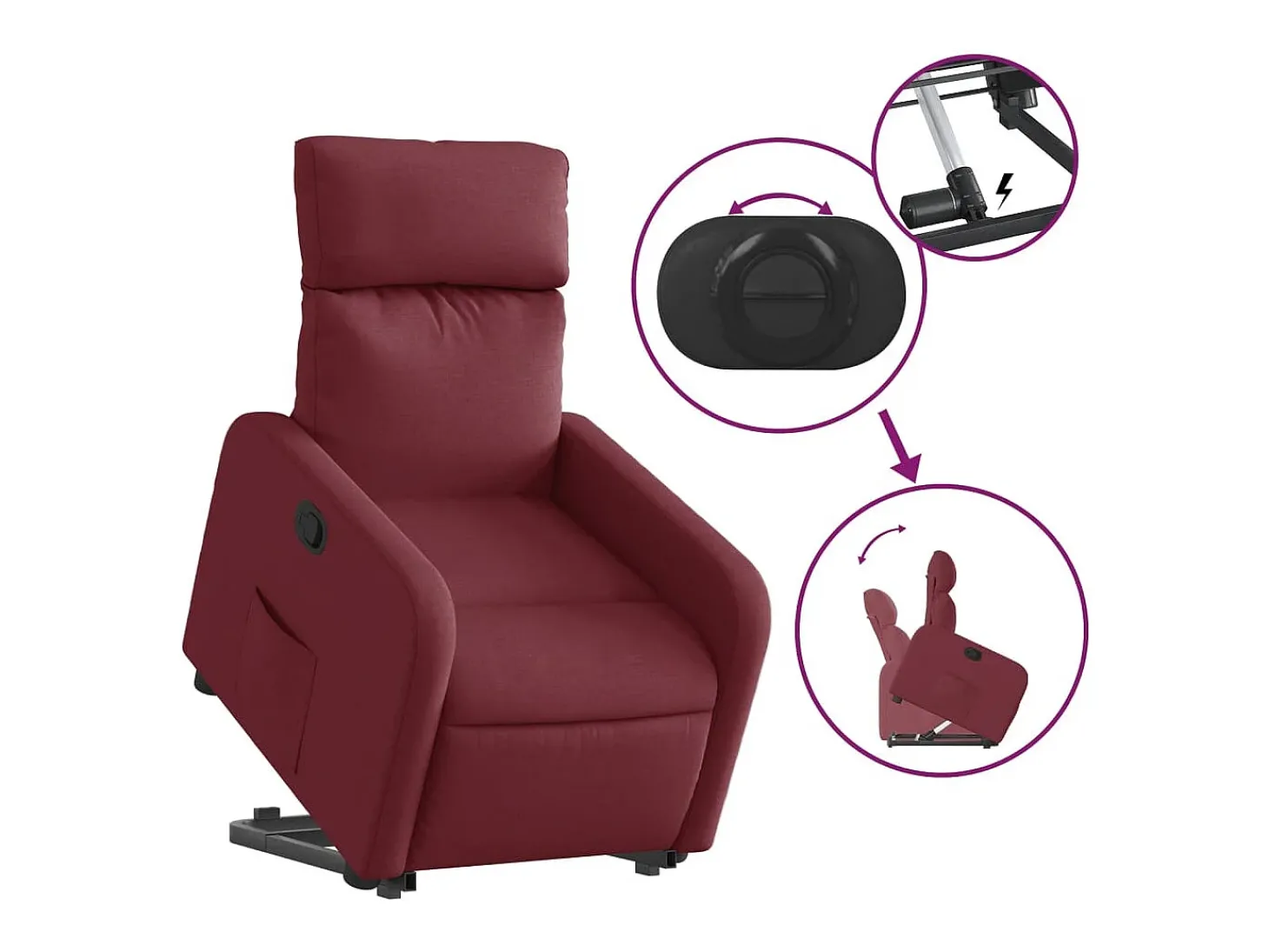 Poltrona reclinável elevatória tecido vermelho tinto PT703925