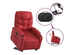 Poltrona reclinável elevatória couro artificial vermelho PT962333