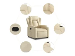 Poltrona reclinável elevatória tecido cor creme