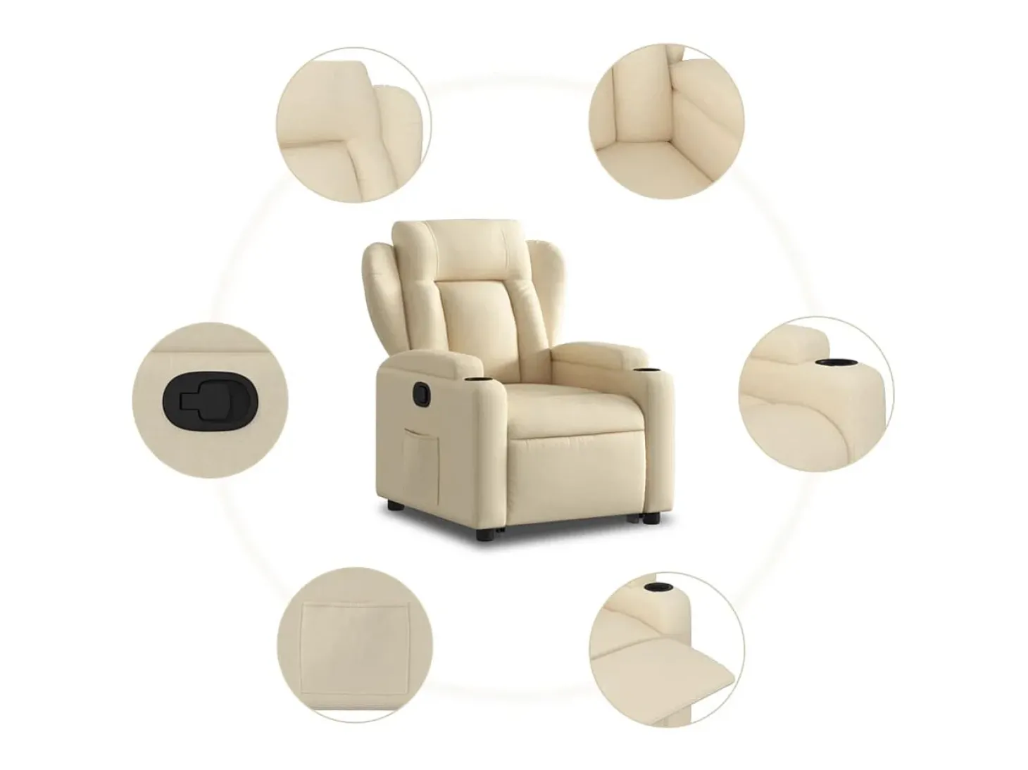Poltrona reclinável elevatória tecido cor creme