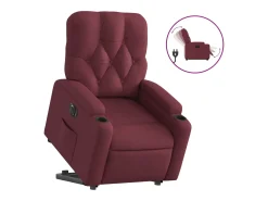 Poltrona reclinável elevatória elétrica tecido vermelho-tinto