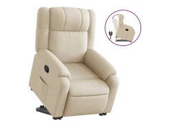 Poltrona reclinável elevatória tecido cor creme