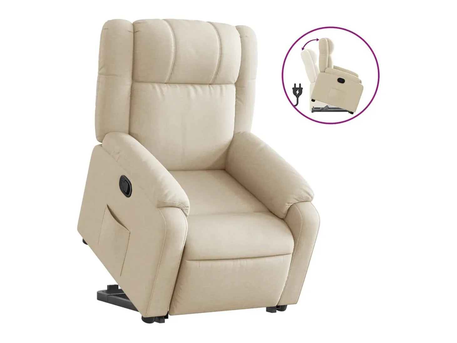 Poltrona reclinável elevatória tecido cor creme