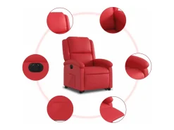 Poltrona reclinável elevatória elétrica couro artif. vermelho