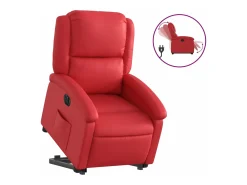 Poltrona reclinável elevatória elétrica couro artif. vermelho