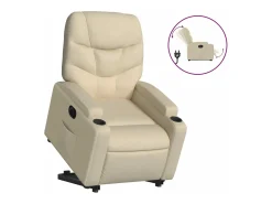 Poltrona reclinável elevatória elétrica tecido cor creme PT993609