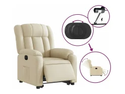 Poltrona reclinável elevatória elétrica tecido cor creme PT531777
