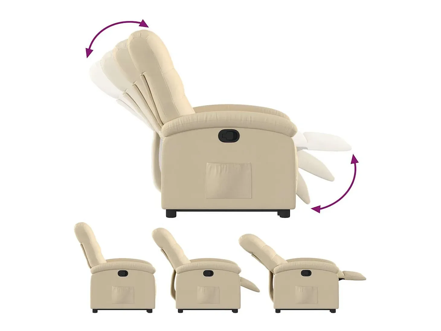 Poltrona reclinável elevatória tecido cor creme