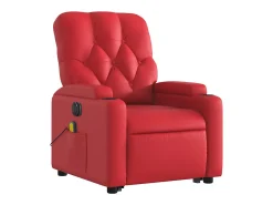 Poltrona reclinável elevatória elétrica couro artif. vermelho