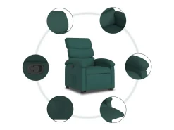 Poltrona reclinável elevatória tecido verde-escuro