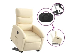 Poltrona reclinável elevatória tecido cor creme