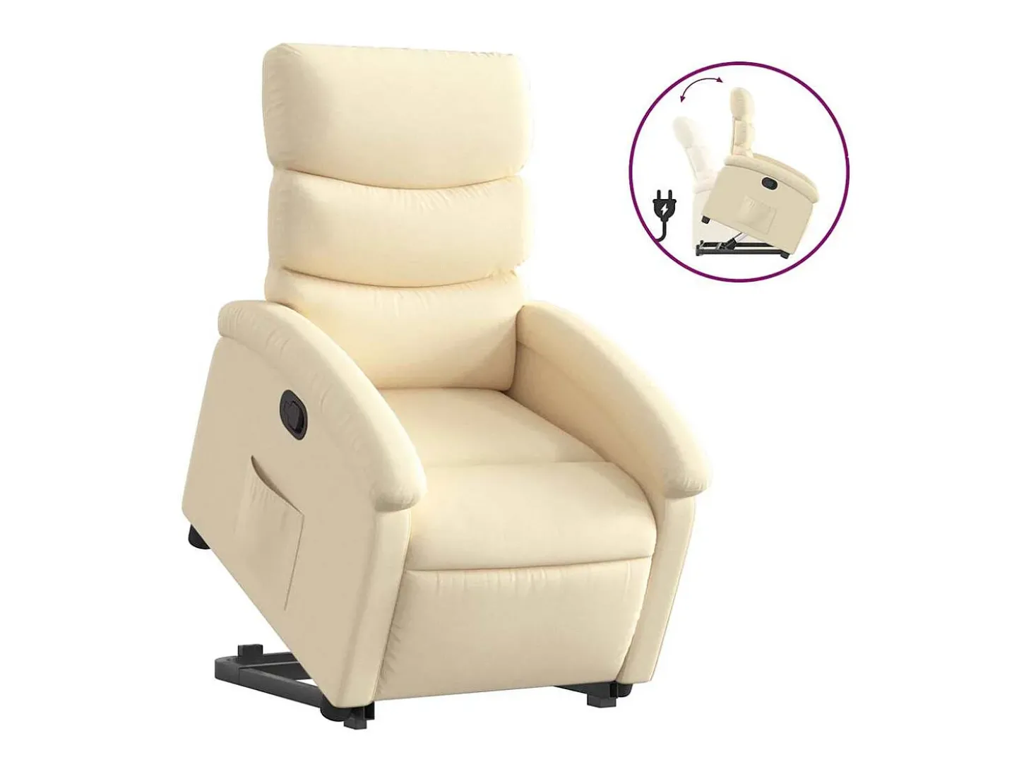 Poltrona reclinável elevatória tecido cor creme