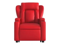 Poltrona reclinável elevatória elétrica couro artif. vermelho