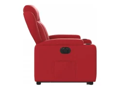 Poltrona reclinável elevatória elétrica couro artif. vermelho