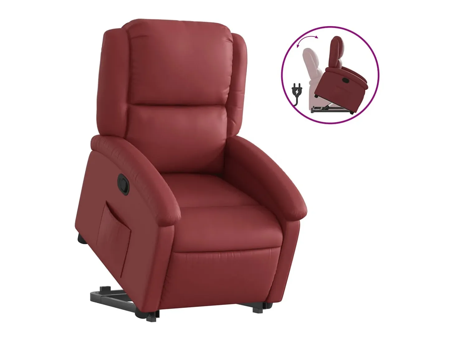 Poltrona reclinável elevatória couro artificial vermelho tinto