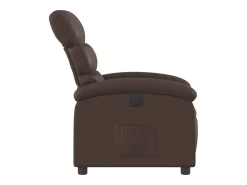 Poltrona reclinável elétrica couro artificial castanho