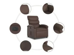 Poltrona reclinável elétrica couro artificial castanho