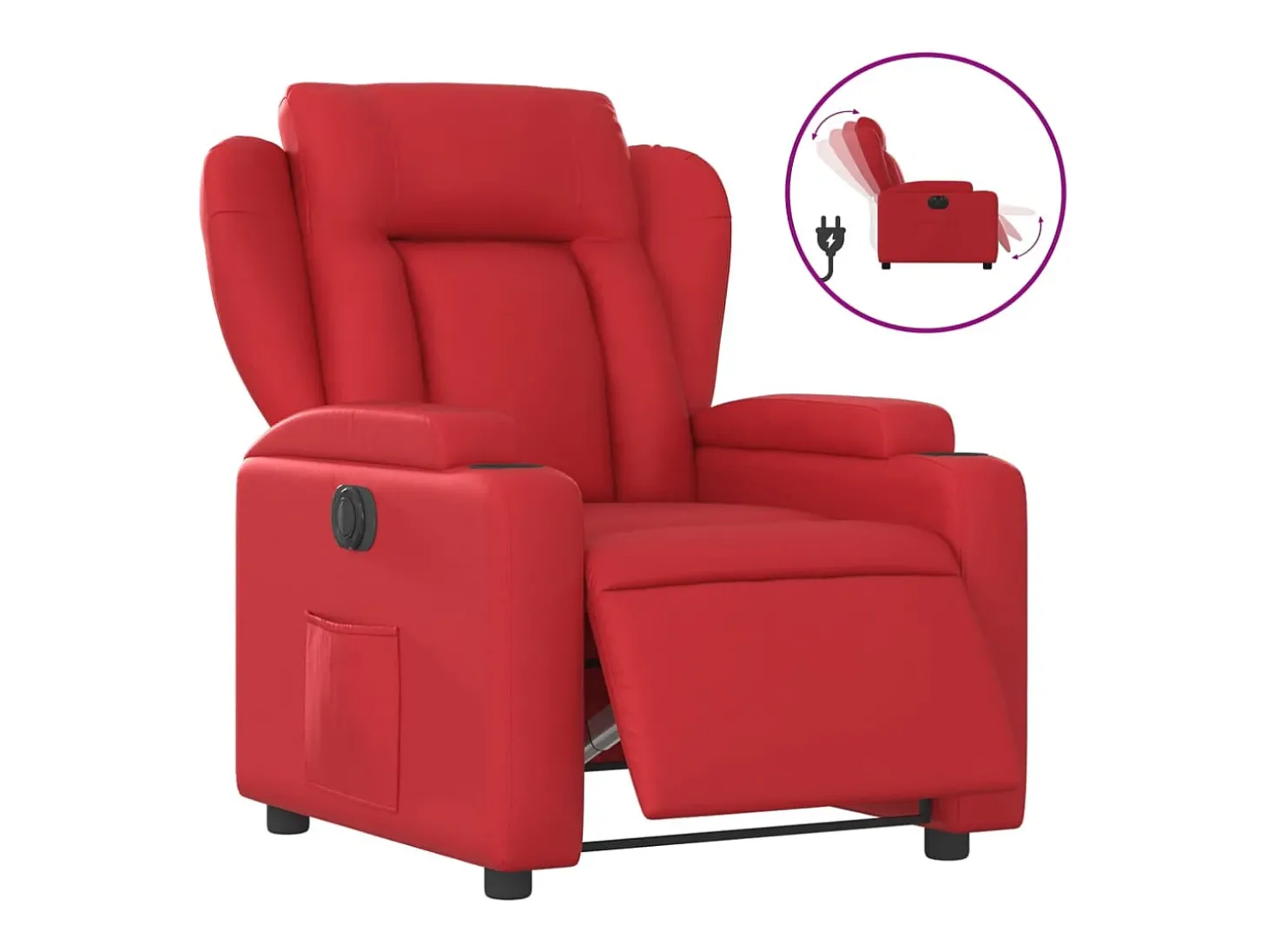 Poltrona reclinável elétrica couro artificial vermelho