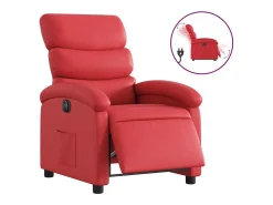 Poltrona reclinável elétrica couro artificial vermelho PT270367