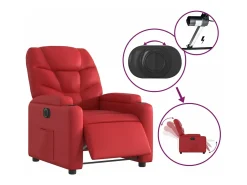 Poltrona reclinável elétrica couro artificial vermelho PT283055