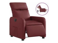 Poltrona reclinável elétrica couro artificial vermelho tinto PT402905