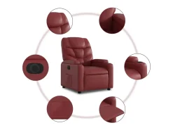 Poltrona reclinável elétrica couro artificial vermelho tinto