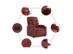 Poltrona reclinável elétrica couro artificial vermelho tinto