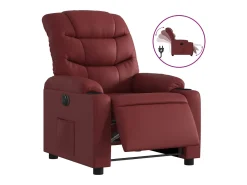 Poltrona reclinável elétrica couro artificial vermelho tinto PT673556