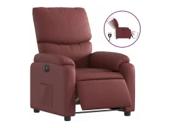 Poltrona reclinável elétrica couro artificial vermelho tinto