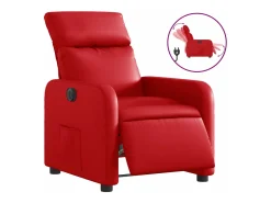 Poltrona reclinável elétrica couro artificial vermelho PT196606