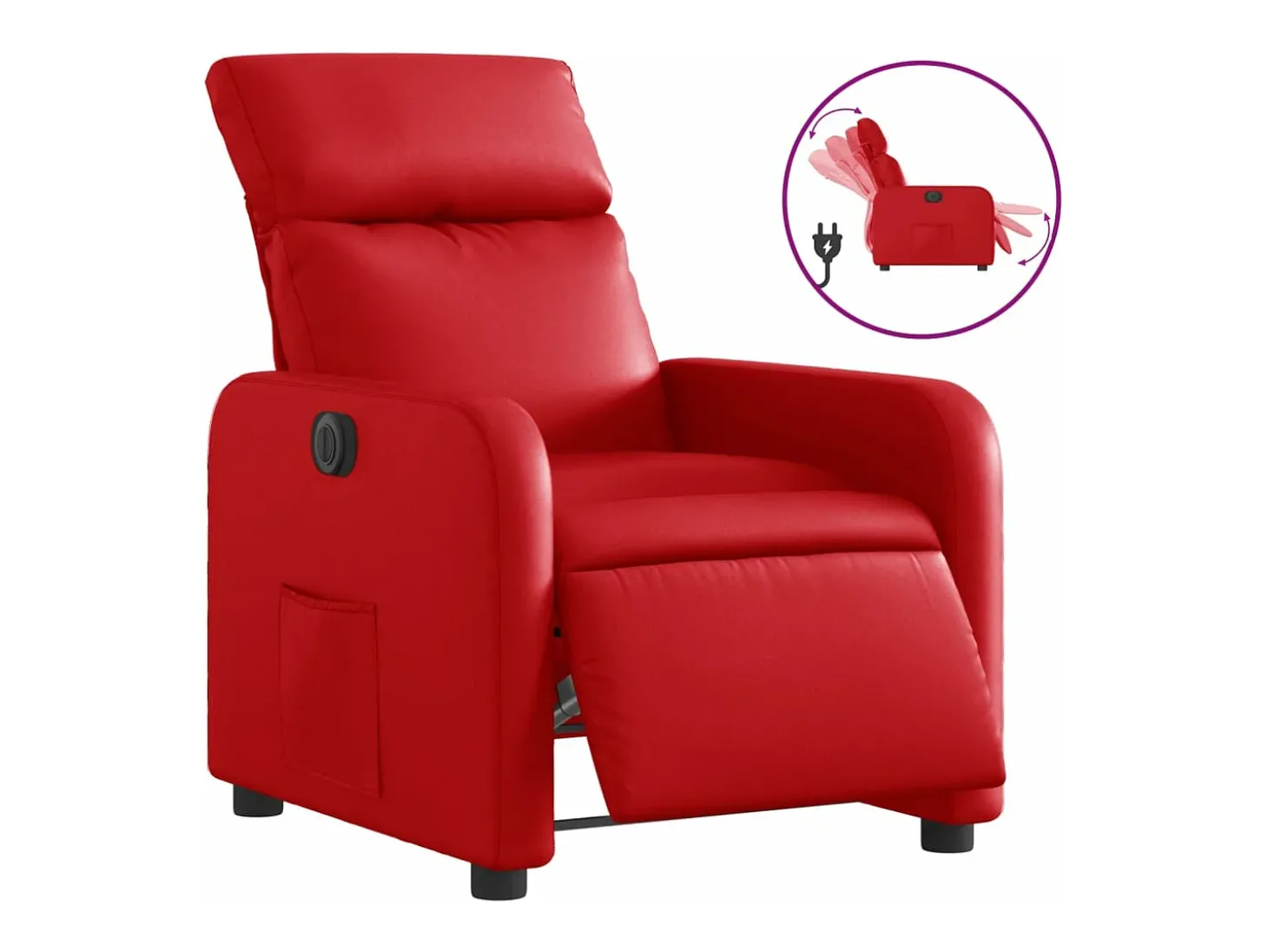 Poltrona reclinável elétrica couro artificial vermelho PT196606