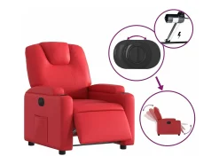 Poltrona reclinável elétrica couro artificial vermelho PT964910