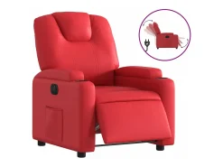 Poltrona reclinável elétrica couro artificial vermelho PT964910
