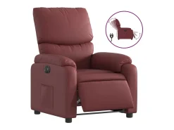 Poltrona reclinável elétrica couro artificial vermelho tinto PT421602