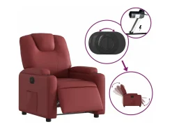 Poltrona reclinável elétrica couro artificial vermelho tinto PT973243