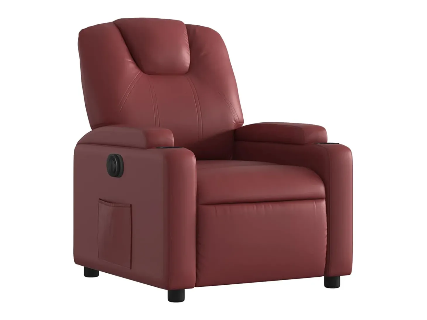 Poltrona reclinável elétrica couro artificial vermelho tinto PT973243