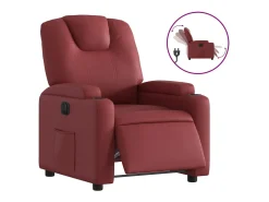 Poltrona reclinável elétrica couro artificial vermelho tinto PT973243