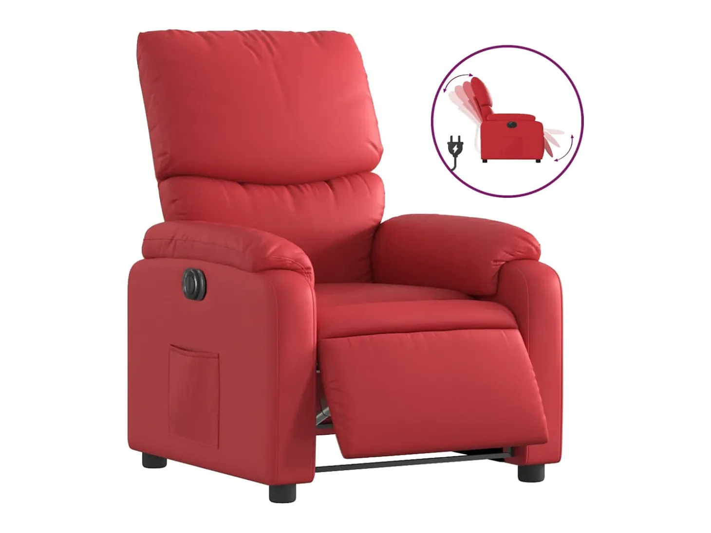 Poltrona reclinável elétrica couro artificial vermelho PT741856