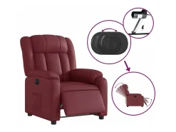 Poltrona reclinável elétrica couro artificial vermelho tinto PT964112