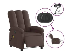 Poltrona reclinável massagens elétrica | Poltrona Confortável tecido castanho-escuro SHL159307