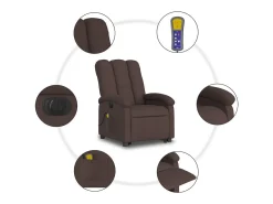 Poltrona reclinável massagens elétrica | Poltrona Confortável tecido castanho-escuro SHL159307
